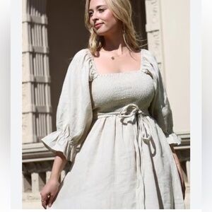 Aulieude Linen Tan Eloise Dress convertible Australian size 8